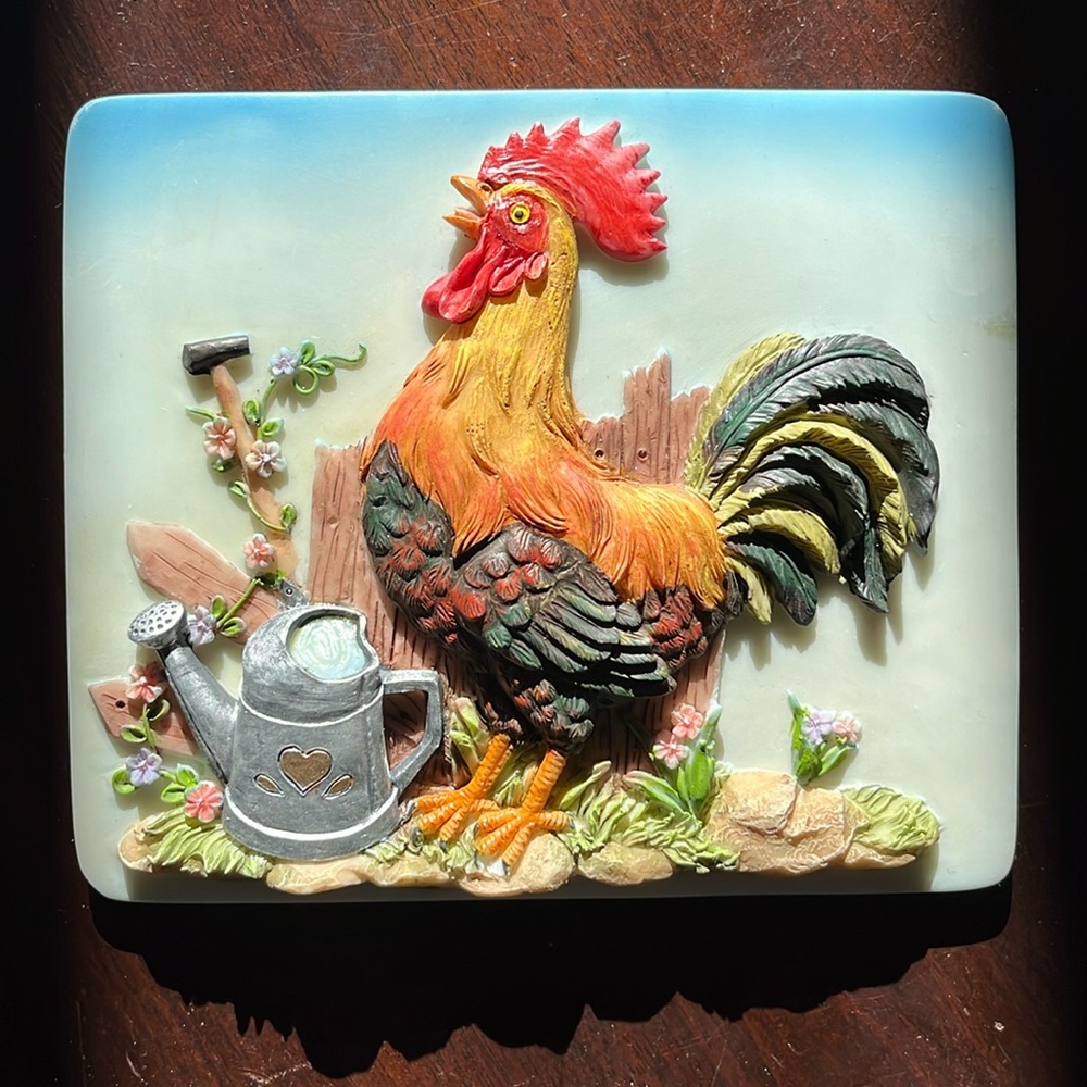 Rooster farm animal  3D hanging wall decor plaque Brand New Resin